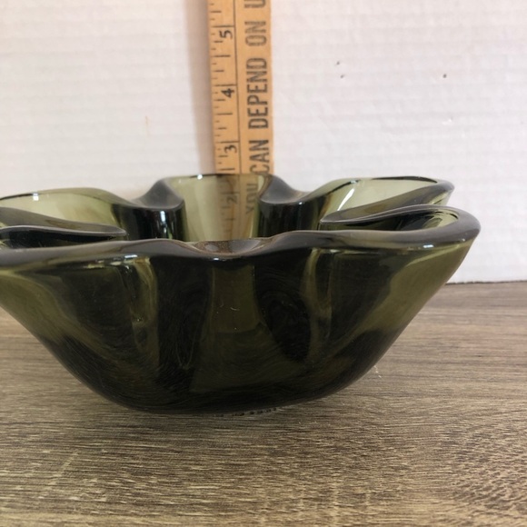 Vtg Franciscan Smokey Glass Flower Shape Bowl - Picture 7 of 10
